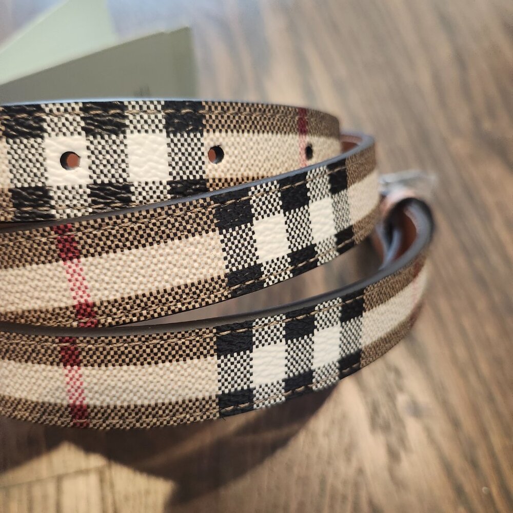 New Burberry Palladio check skinny belt - Picture 3 of 5